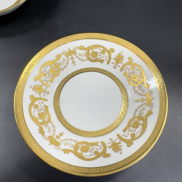 Jules Etienne Fine Porcelain Gold Raised 4.5Inch Bowl Dish Set 2 Made In Paris - Picture 9 of 12